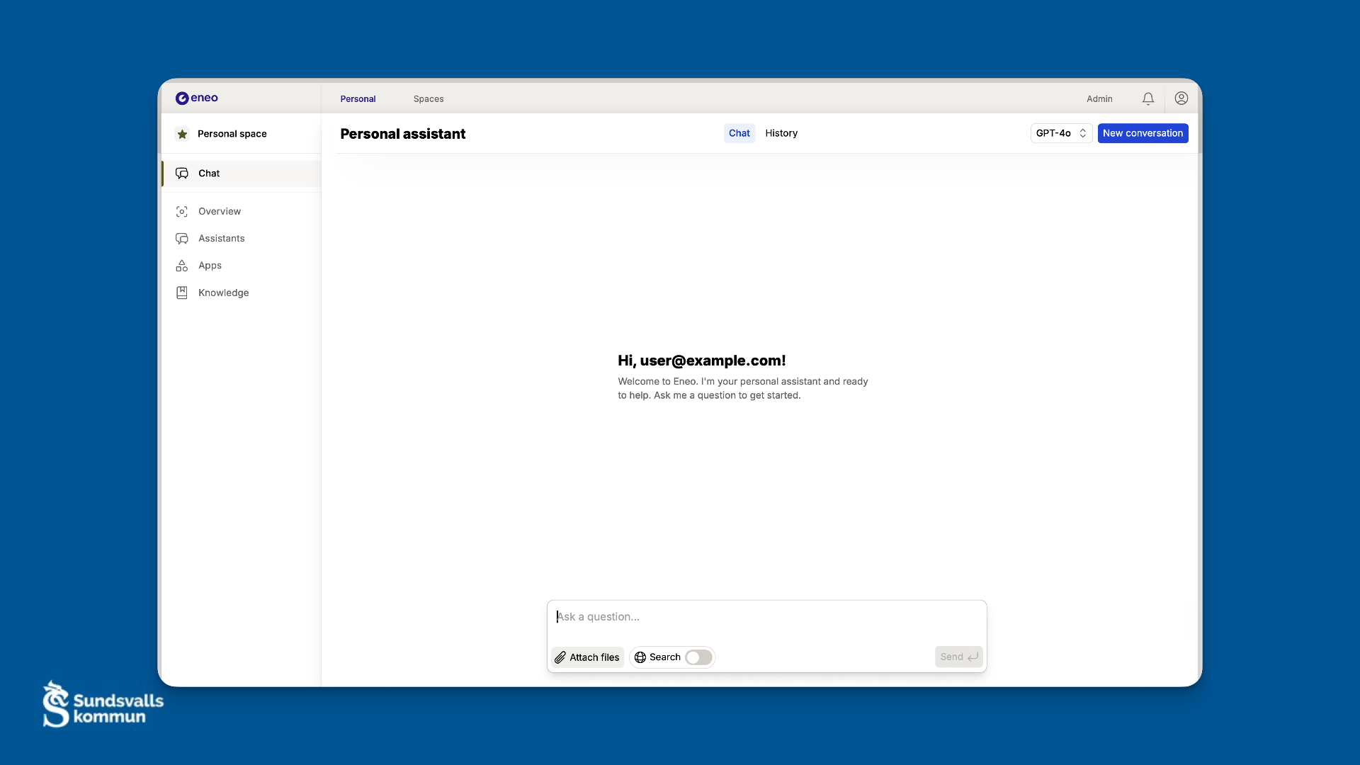 Eneo AI Personal Assistant Interface - Chat med AI-assistent för offentlig sektor